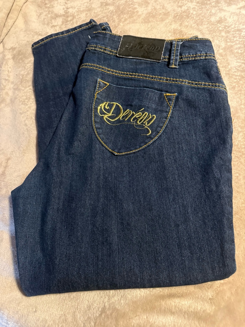 Dereon Navy Skinny Jeans with Gold Embroidery